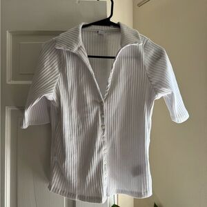 Old Navy White Pinstripe Button Down Shirt